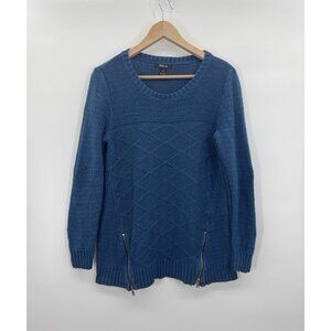 Vintage Style & Co Women Medium Cable Knit Sweater Side Zip Y2K 90s Retro Indie